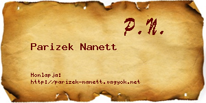 Parizek Nanett névjegykártya